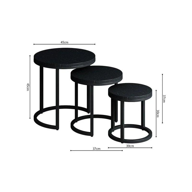Yuvarlak Siyah Metal Zigon Sehpa Takımı 45 cm - 106087