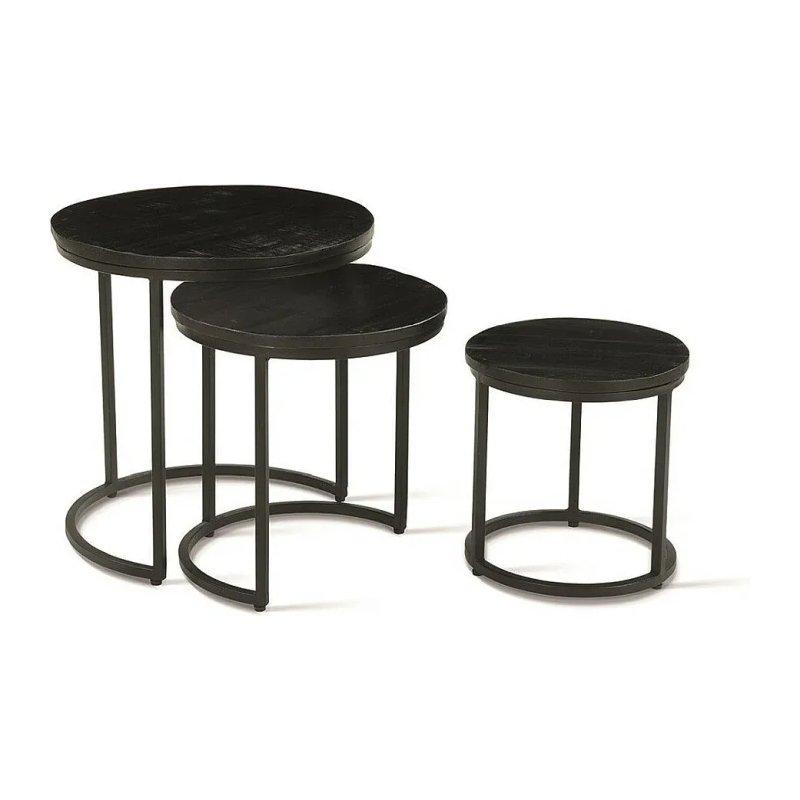 Yuvarlak Siyah Metal Zigon Sehpa Takımı 45 cm - 106087