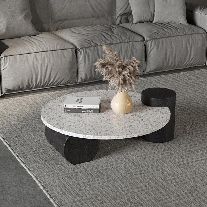 Yuvarlak Terrazzo Orta Sehpa 35x80x80 cm - 105613
