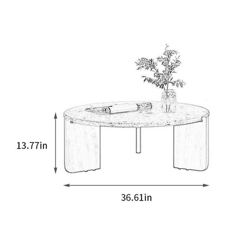 Yuvarlak Terrazzo Orta Sehpa 93x93 cm Kahverengi Dişbudak - 105610