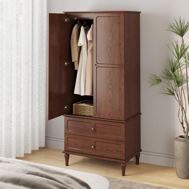 Yüzyıl Ortası Tasarımlı Ceviz Rengi Ahşap Gardrop 180 cm - 91045