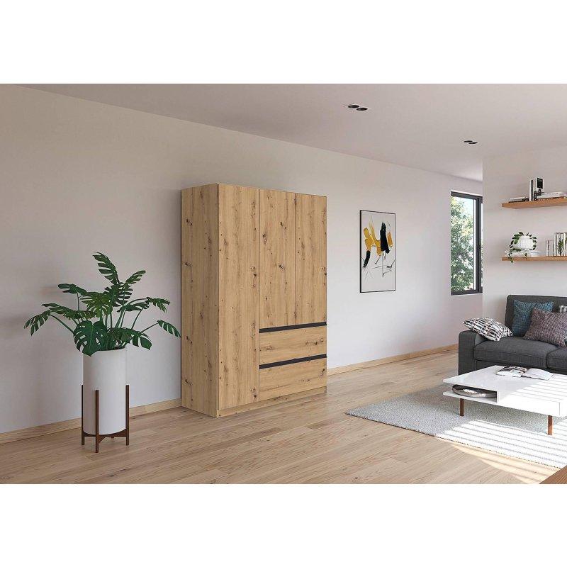 Zanaat Dekorlu Endüstriyel Ahşap 3 Kapılı Gardrop 136x197x54 cm - 90877
