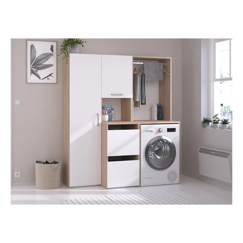 Açık doğal beyaz Modüler çamaşır makinesi dolabı-157x185x67 cm - 117960