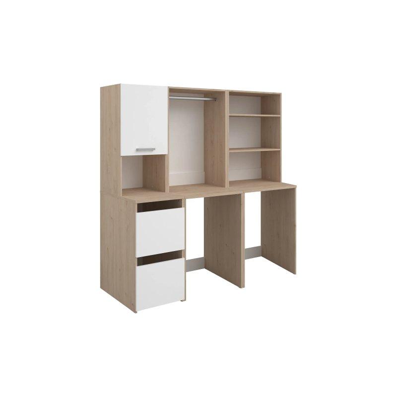 Açık Doğal Beyaz Modüler Raflı Askılıklı Kapaklı Çamaşır Makinesi Dolabı-176x185x67 cm - 117936