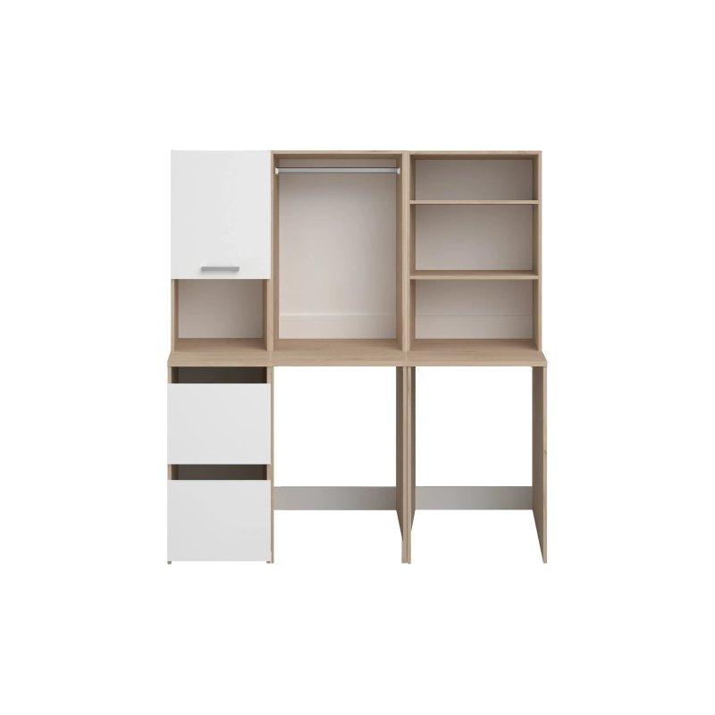 Açık Doğal Beyaz Modüler Raflı Askılıklı Kapaklı Çamaşır Makinesi Dolabı-176x185x67 cm - 117936