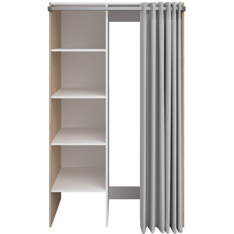 Açık Doğal Kahverengi Yonga Levha Melamin Kaplamalı Sürgülü Perdeli Raflı Çamaşır Makinesi Dolabı-111x185x73 cm - 118149