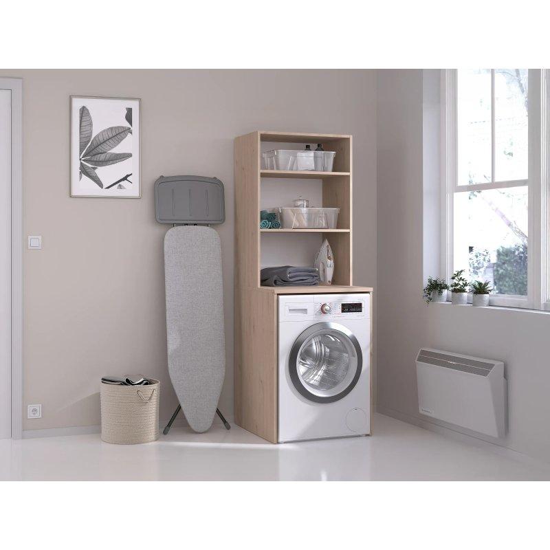 Açık Doğal Renk Raflı Çamaşır Makinesi Dolabı-65x184x66 cm - 117945