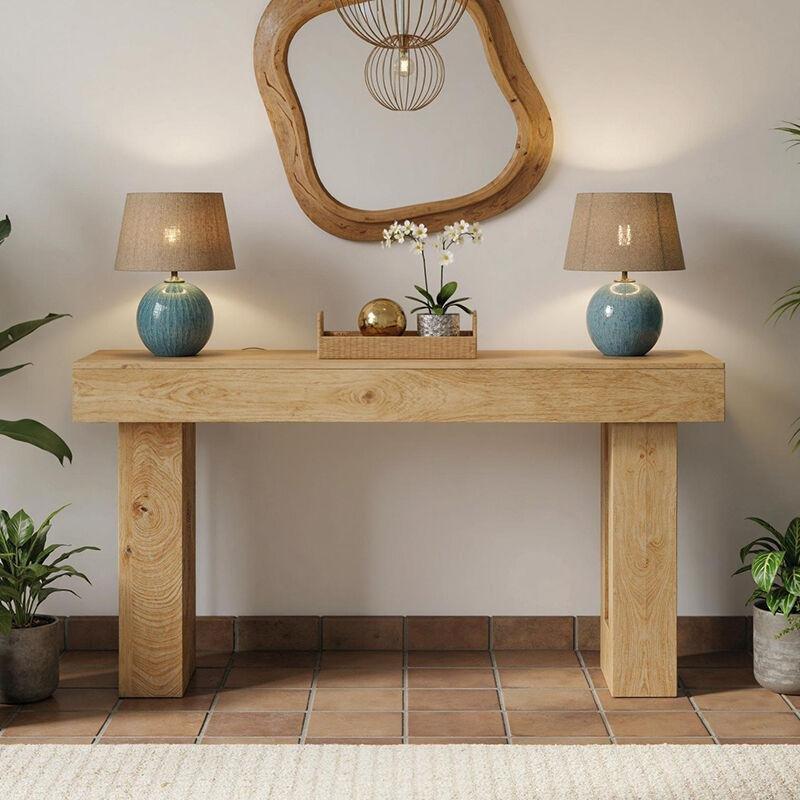 Açık Kahverengi Ahşap ve Metal İskeletli Endüstriyel Tasarım Dresuar - 160x35x85 cm - 134059
