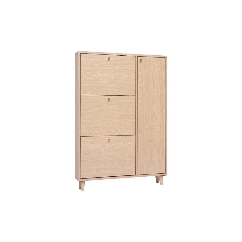 Açık Meşe Gold Kulp Detaylı 3 Düşer Kapaklı ve Dolaplı Ayakkabılık - 90x130 cm - 118366