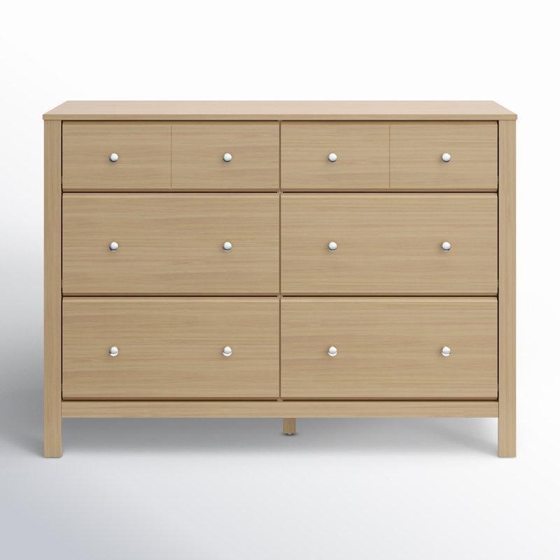 Açık Meşe Rengi Endüstriyel Ahşap Kilitli Güvenlik Sistemli 6 Çekmeceli Şifonyer - 122x43x89 cm - 124041