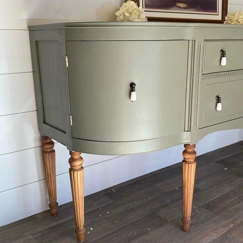 Açık Yeşil Masif ve Endüstriyel Ahşap 2 Çekmeceli 2 Dolaplı Dresuar - 170x50x95 cm - 132583