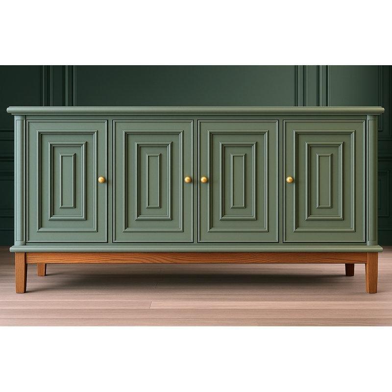 Adaçayı Yeşili Masif Çam Ağacı Eskitme Detaylı 4 Kapaklı Yeşil Konsol - 178x46x97 cm - 129109