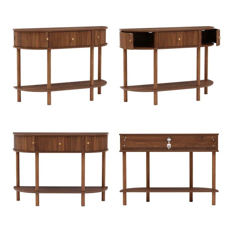 Ahşap Masif Ayaklı 3 Çekmeceli Yarım Ay Dresuar - 110x35x80 cm - 132923