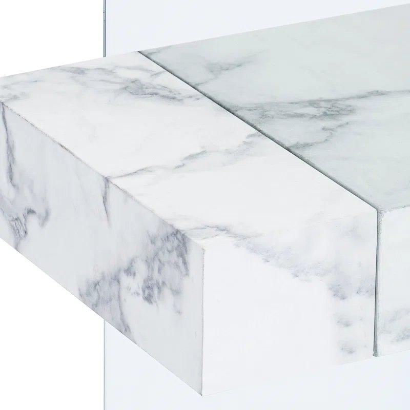 Ahşap Raflı Temperli Cam Ayaklı Cam Dresuar - 80x36x80 cm - 131790