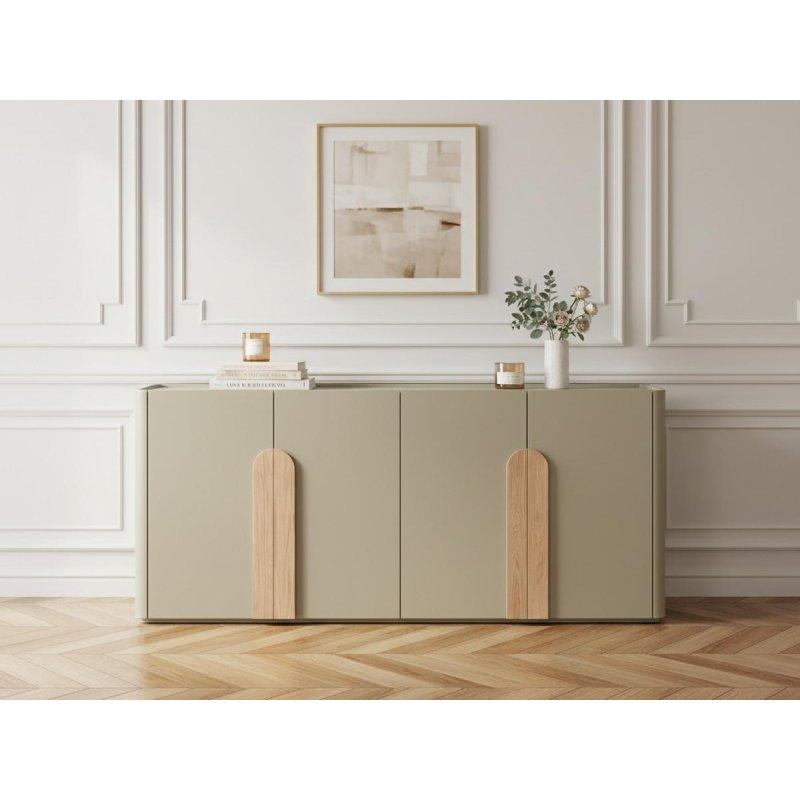 Ahşap Üst Tablalı ve Özel Tasarım Kulplu 4 Kapaklı Konsol - 200x90 cm - 129310