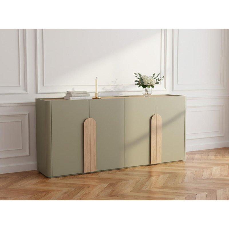 Ahşap Üst Tablalı ve Özel Tasarım Kulplu 4 Kapaklı Konsol - 200x90 cm - 129310