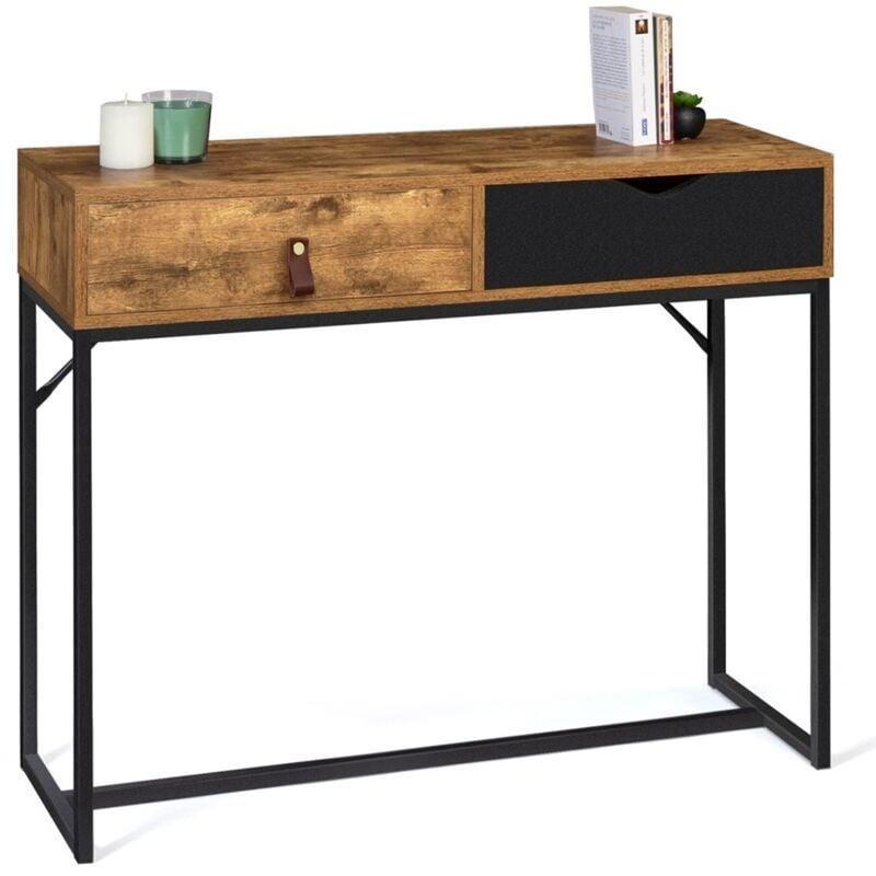 Ahşap ve Metal 2 Çekmeceli Endüstriyel Tasarım Dresuar - 100x35x80 cm - 133978