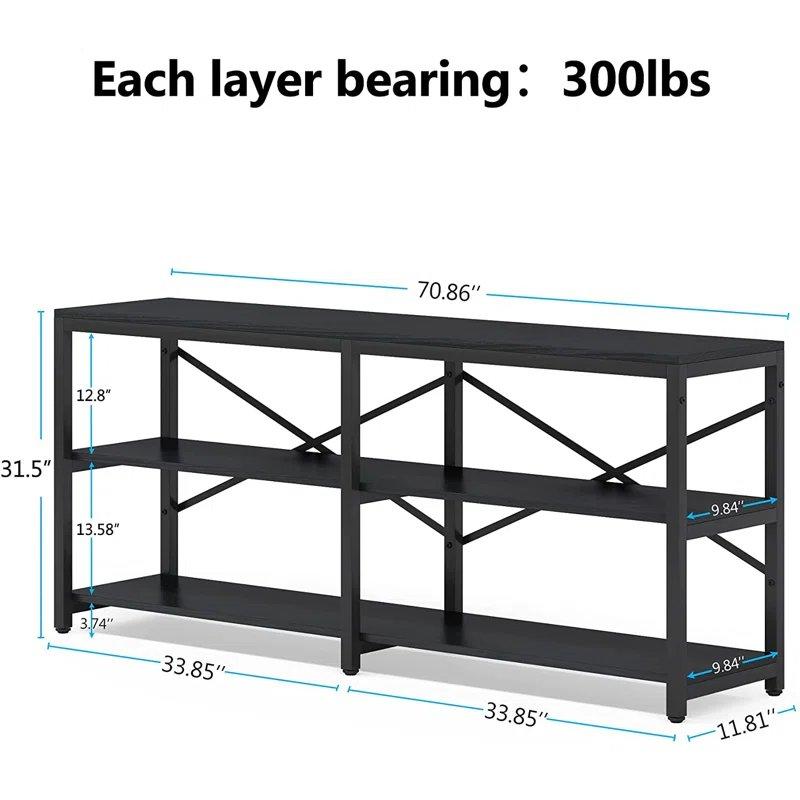 Ahşap ve Metal 3 Raflı X Ayaklı Koltuk Arkası Dresuar - 180x30 cm - 132000