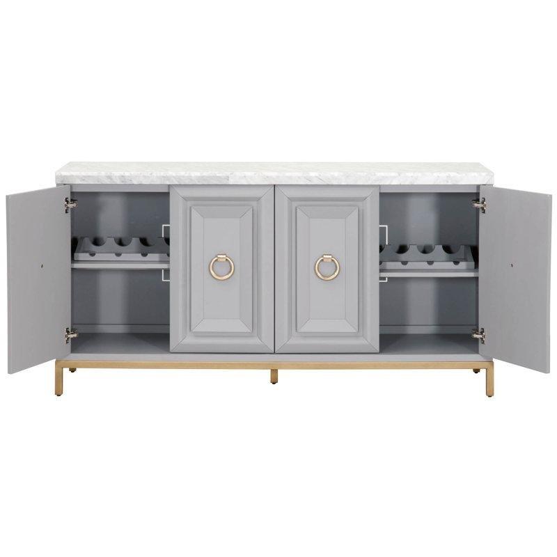 Akasya Ahşap Gold Detaylı 4 Kapaklı Şaraplıklı Üstü Mermer Konsol - 181x49x92 cm - 129151