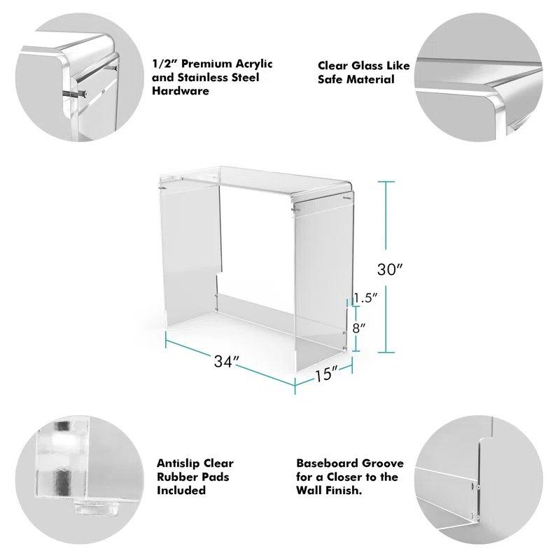 Akrilik Suya Dayanıklı Cascade Tasarım Şeffaf Dresuar - 87x39x77 cm - 132702