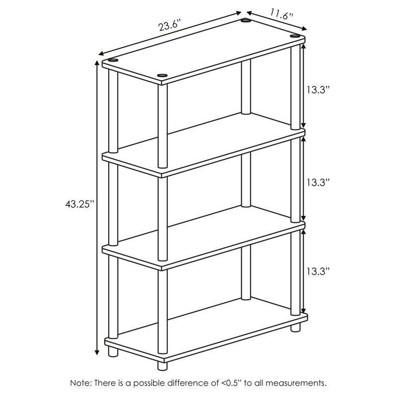 Americano Siyah Endüstriyel Ahşap Yuvarlak Köşeli 4 Raflı Kitaplık - 60x111x30 cm - 141121
