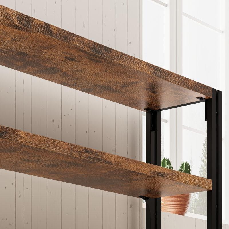 Antik Ahşap Görünümlü Metal İskeletli 3 Raflı Yatay Kitaplık - 130x90x30 cm - 141760