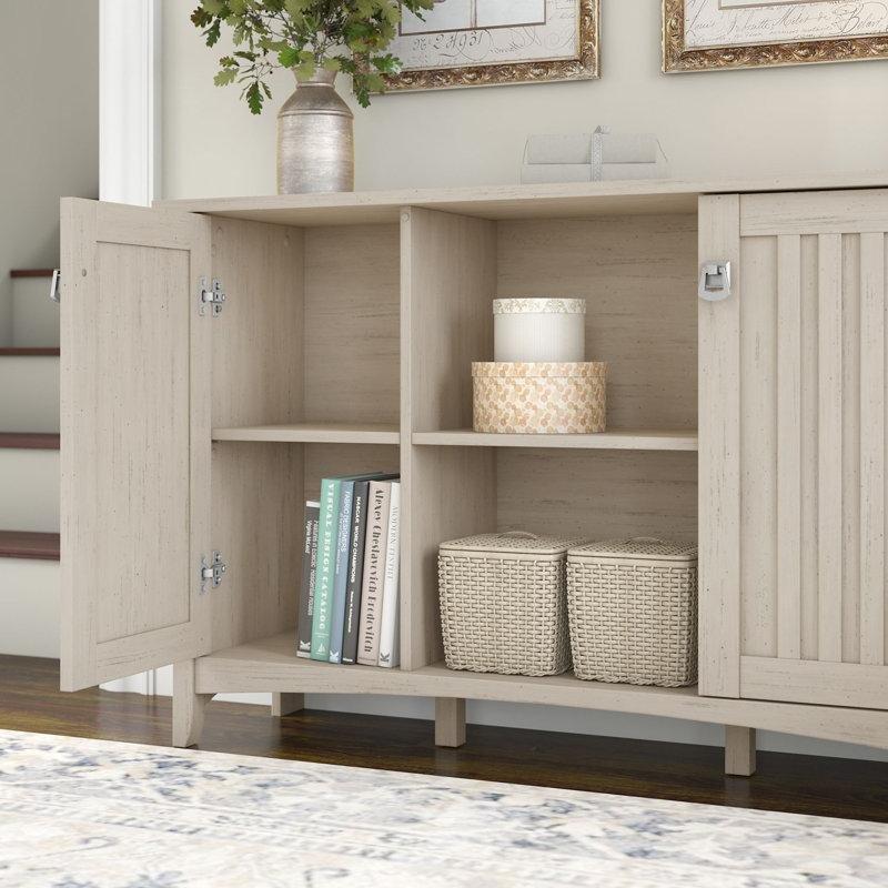 Antik Beyaz Masif Üst Tablalı 2 Kapaklı Konsol - 118x33x77 cm - 128716