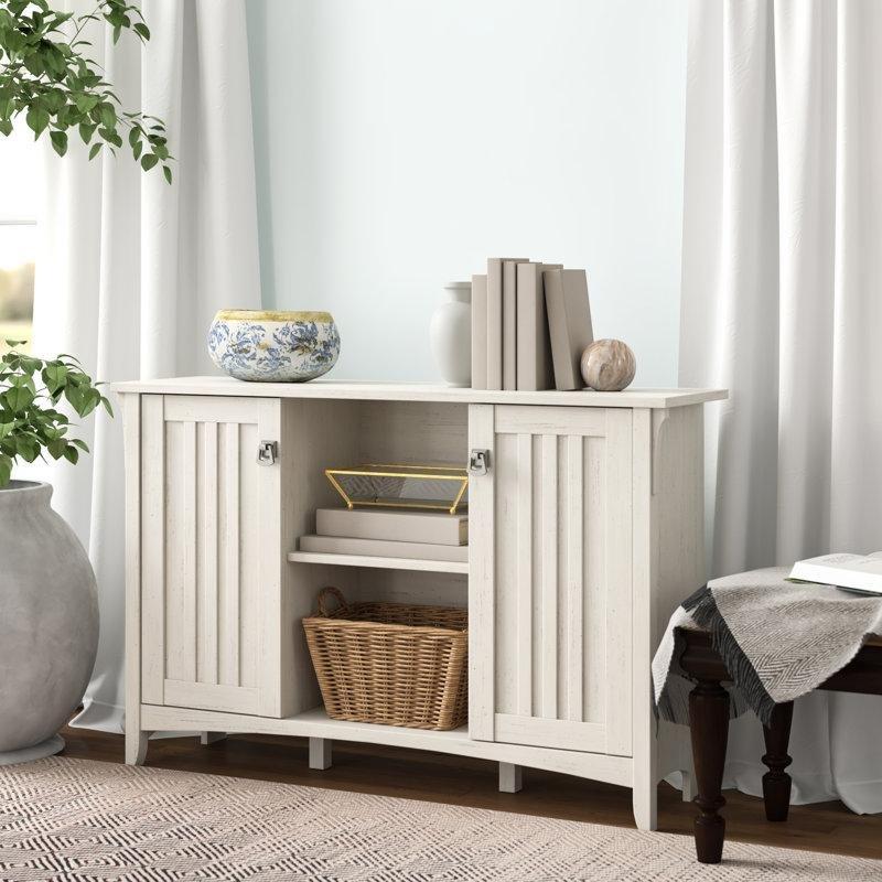 Antik Beyaz Masif Üst Tablalı 2 Kapaklı Konsol - 118x33x77 cm - 128716