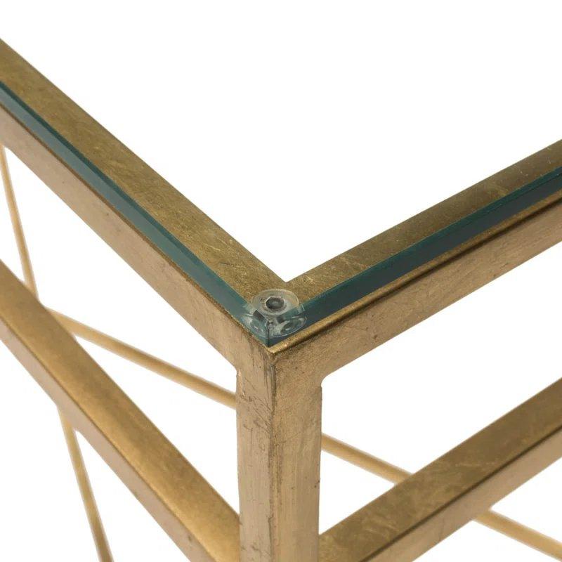 Antik Gold Metal ve Cam Temperli Üst Tabla Gold Dresuar - 133x50 cm - 131815