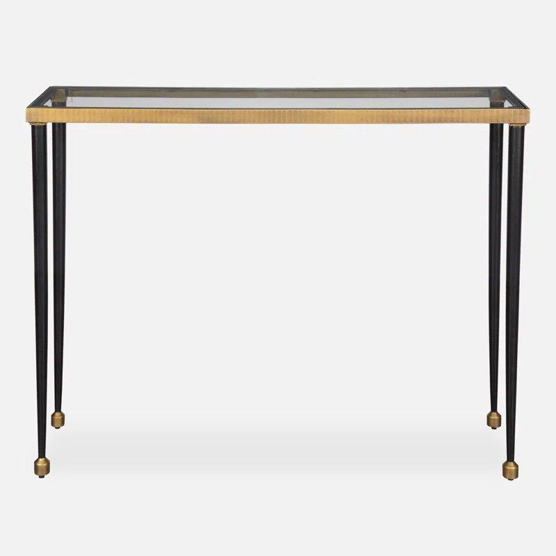 Antik Gold Siyah Metal Cam Tablalı Pirinç Dresuar - 102x31x82 cm - 132475