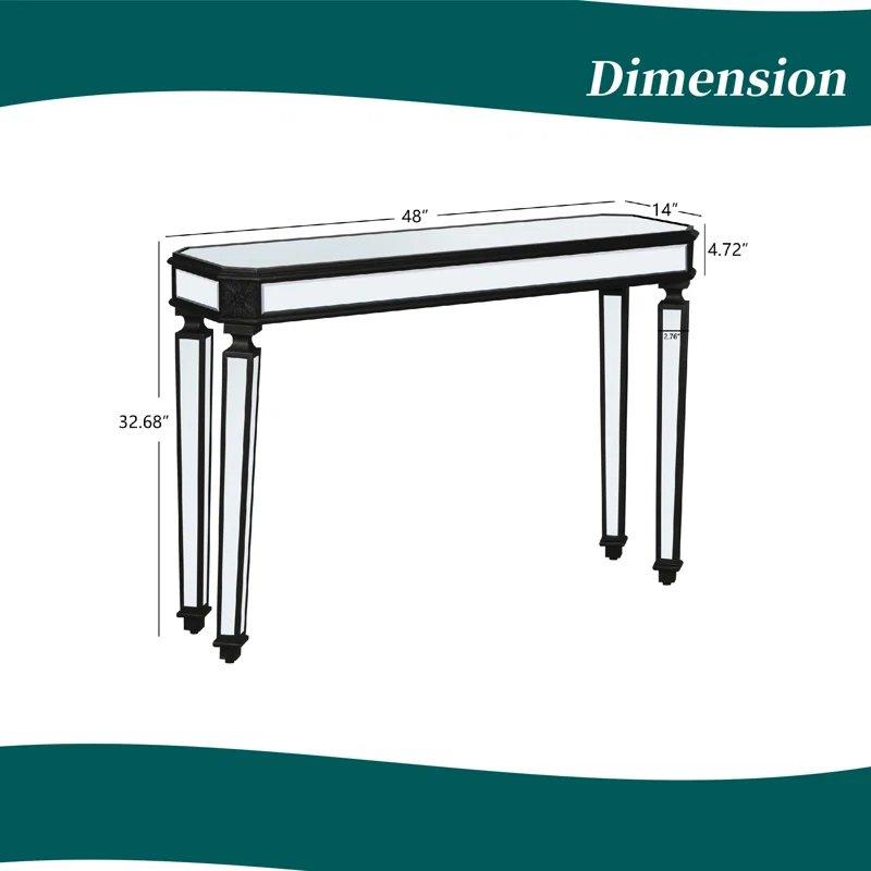 Antik Gümüş Siyah Cam ve MDF Oymalı Aynalı Dresuar - 122x36x84 cm - 131415