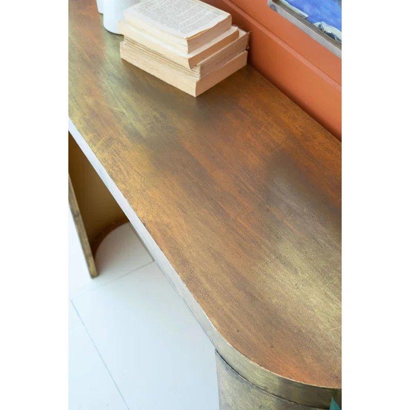 Antik Renk Metal Gövde Oval Tasarım Pirinç Dresuar - 124x39x82 cm - 132608