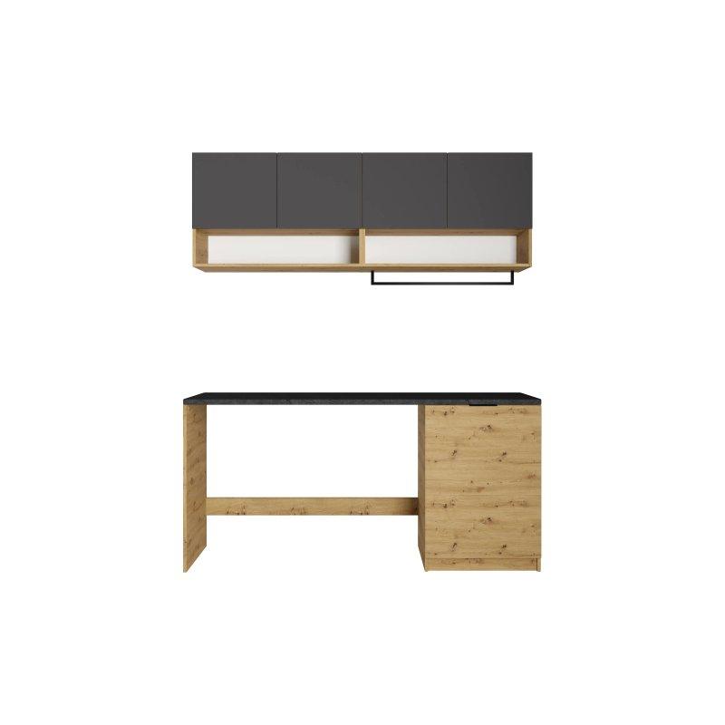 Antrasit Açık Doğal Renk Yonga Levha Melamin Kaplamalı Raflı Çamaşır Makinesi Dolabı-182x60x88 cm - 117978