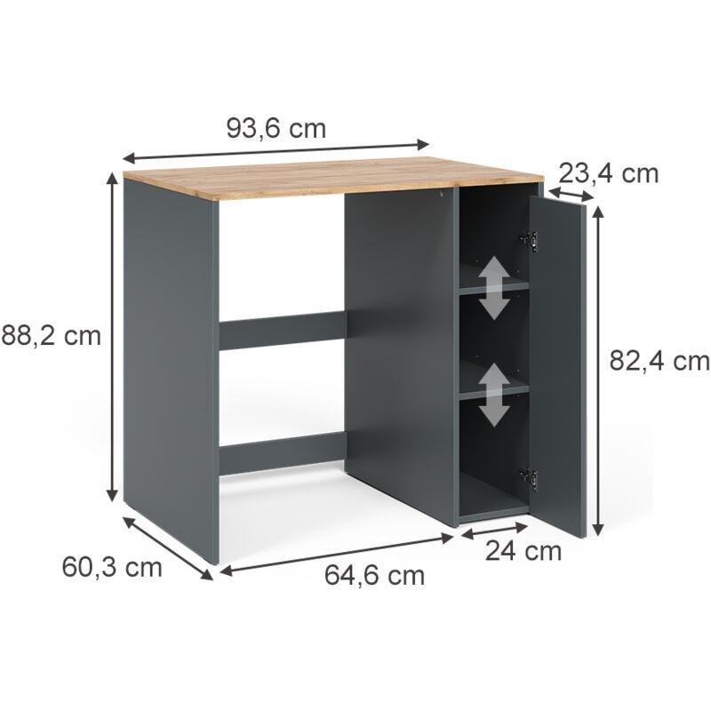 Antrasit Endüstriyel Ahşap Raflı Çamaşır Makinesi Dolabı-94x30x89 cm - 118171