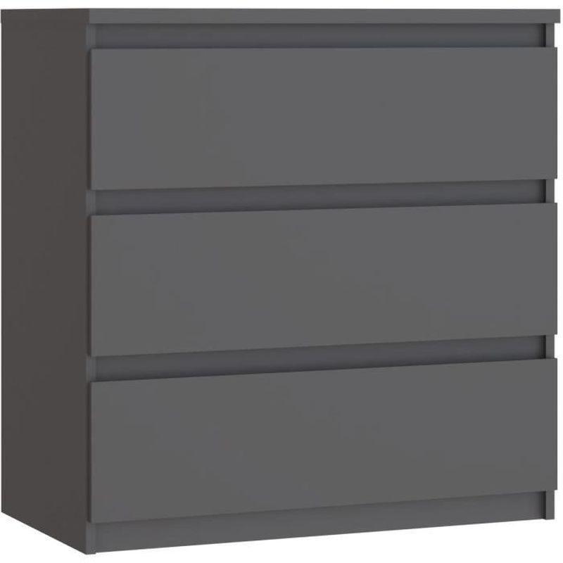Antrasit Mat Endüstriyel Ahşap 3 Çekmeceli Chelsea Şifonyer - 78x43x80 cm - 123804