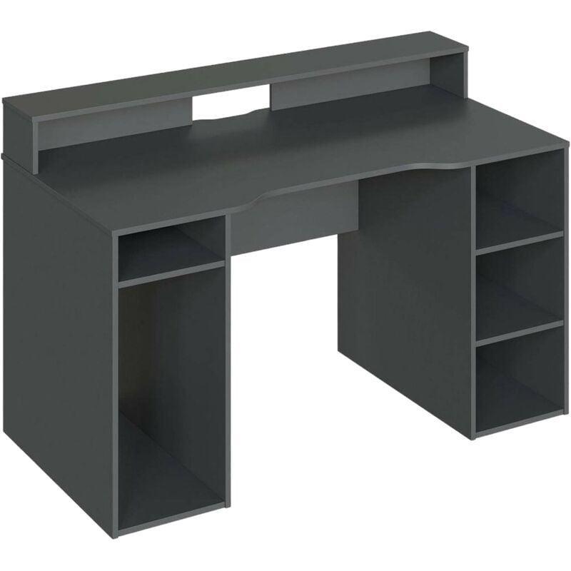 Antrasit Melamin Kaplı Yonga Levha 5 Raflı Oyuncu Bilgisayar Masası-137x67x88 cm - 115780