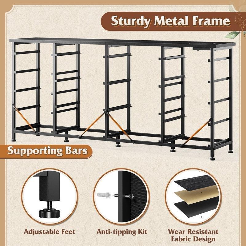 Antrasit Metal ve Ahşap 18 Çekmeceli LED Işıklı Şarj İstasyonlu Şifonyer - 160x30x80 cm - 122698