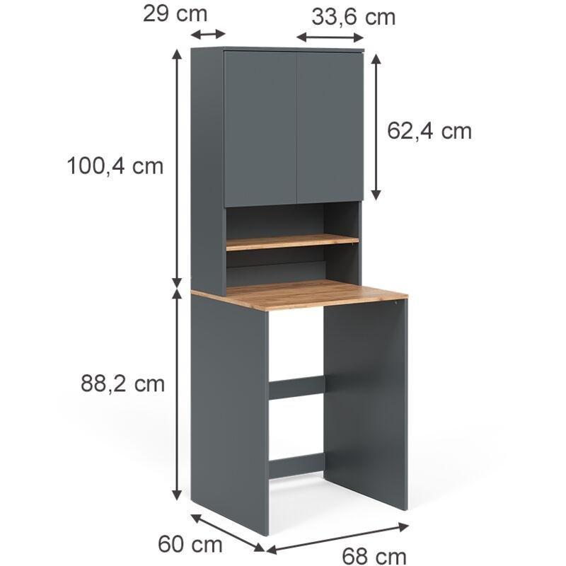 Antrasit Yonga Levha Raflı Çamaşır makinesi dolabı-68x88 cm - 118021