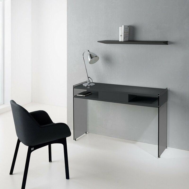 Arduvaz Gri Endüstriyel Ahşap ve Füme Cam Ayaklı Çekmeceli Dresuar - 120x36x77 cm - 133665