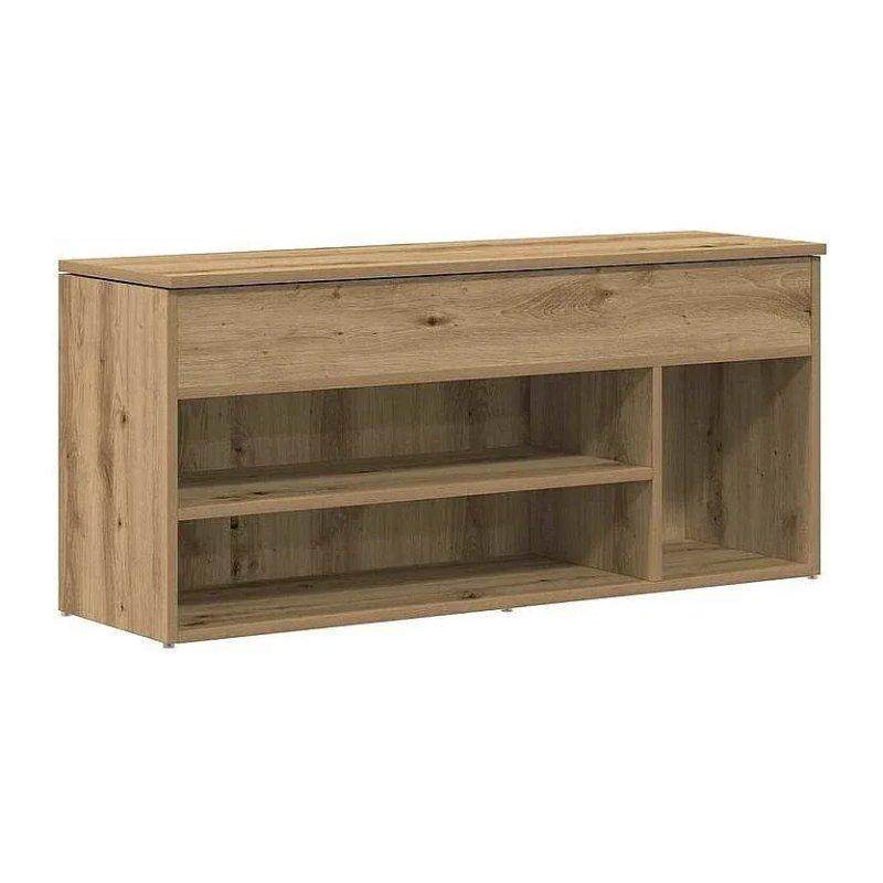 Artisan Meşe Endüstriyel Ahşap Oturaklı Raflı Ayakkabılık - 102x31x45 cm - 118555
