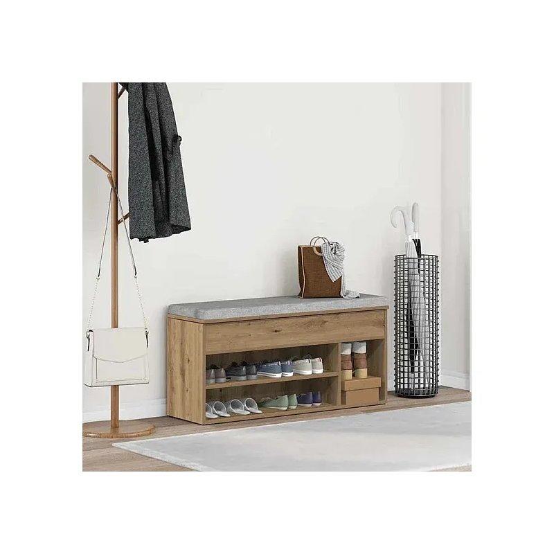 Artisan Meşe Endüstriyel Ahşap Oturaklı Raflı Ayakkabılık - 102x31x45 cm - 118555