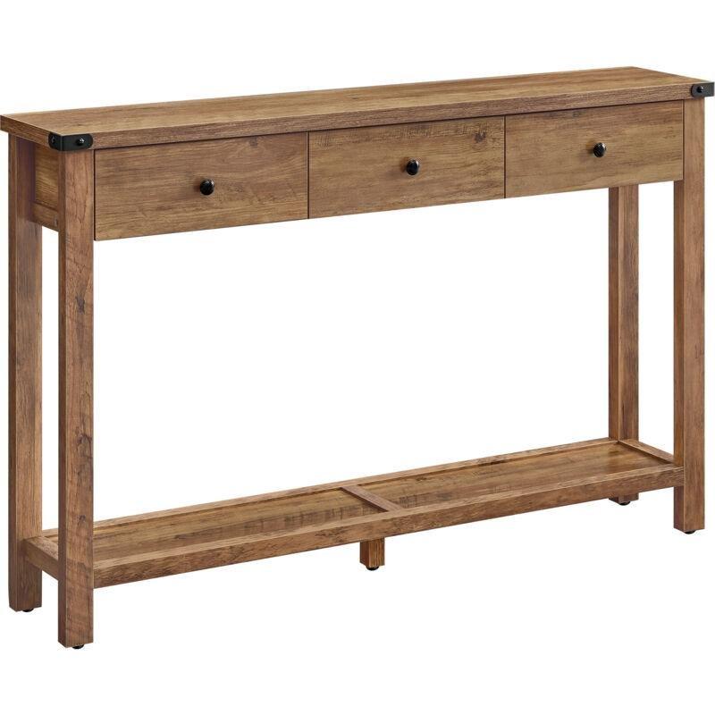 Bal Kahverengi Ahşap 3 Çekmeceli ve Alt Raflı Metal Köşebentli Dresuar - 120x24x76 cm - 133916