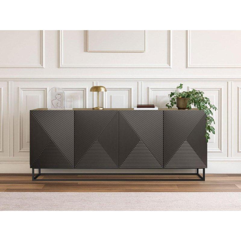 Balıksırtı Desenli Metal Ayaklı 4 Kapaklı Konsol - 200x43x82 cm - 129500