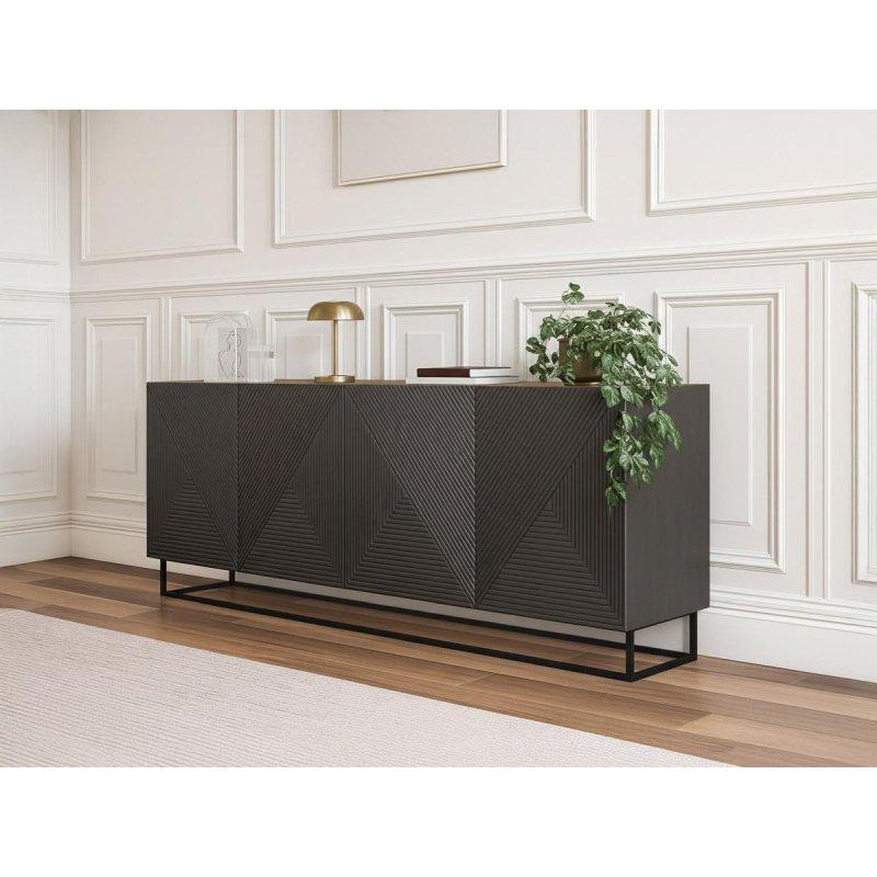 Balıksırtı Desenli Metal Ayaklı 4 Kapaklı Konsol - 200x43x82 cm - 129500