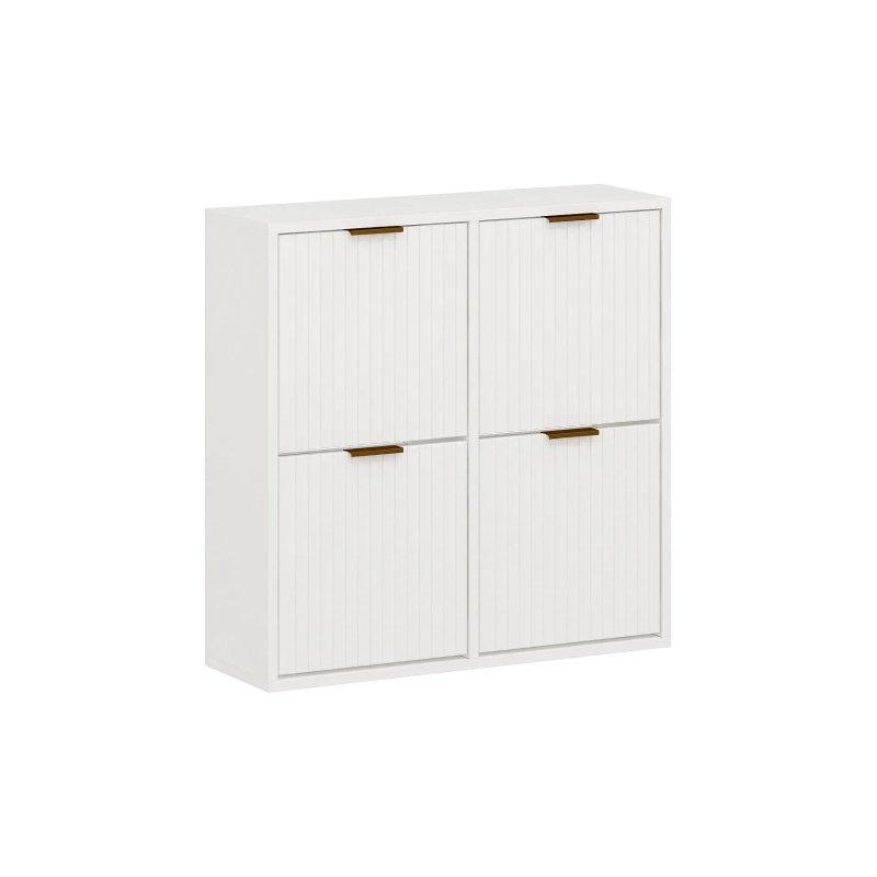 Bej Ahşap Gold Kulplu Düşer Kapaklı Duvara Monte Ayakkabılık - 80x25x80 cm - 118762