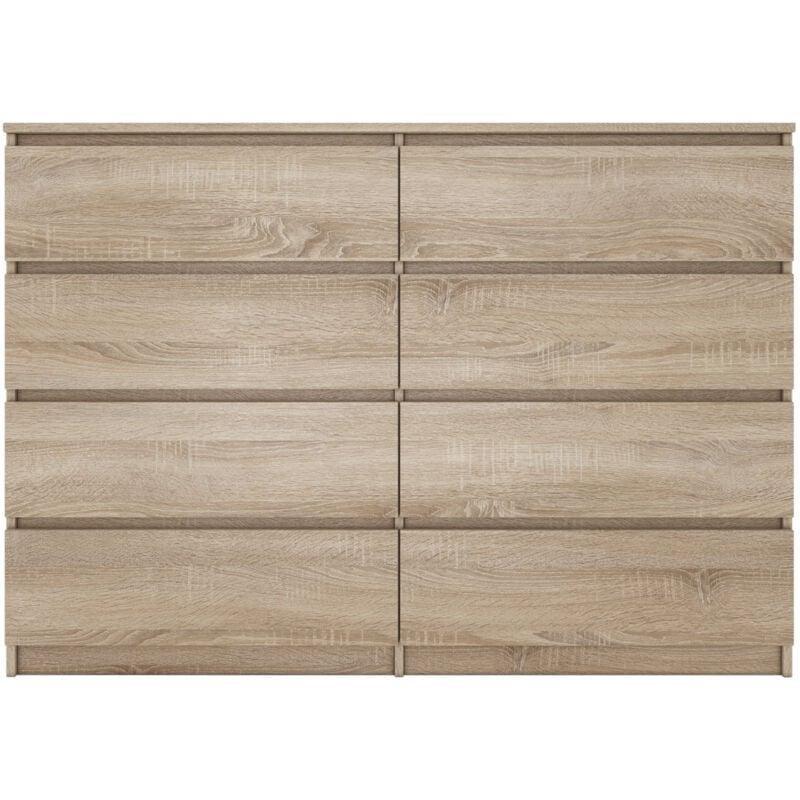 Bej Ahşap Görünümlü 8 Çekmeceli Kulpsuz Tasarım Şifonyer - 138x97 cm - 123271