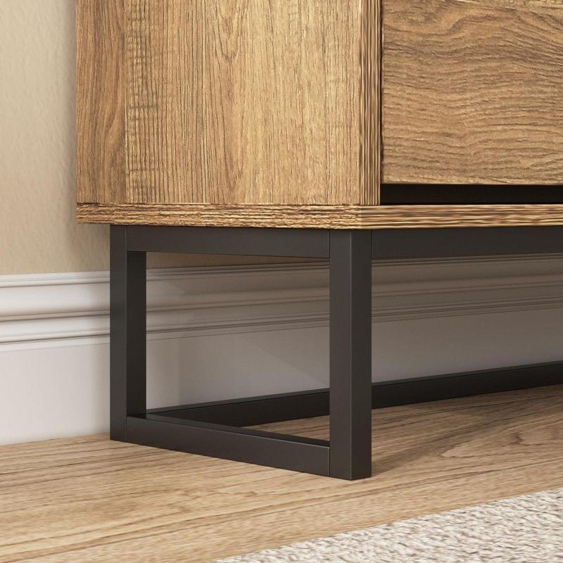 Bej Ahşap ve Rattan 3 Düşer Kapaklı 24 Çift Kapasiteli Hasır Ayakkabılık - 80x135 cm - 120934