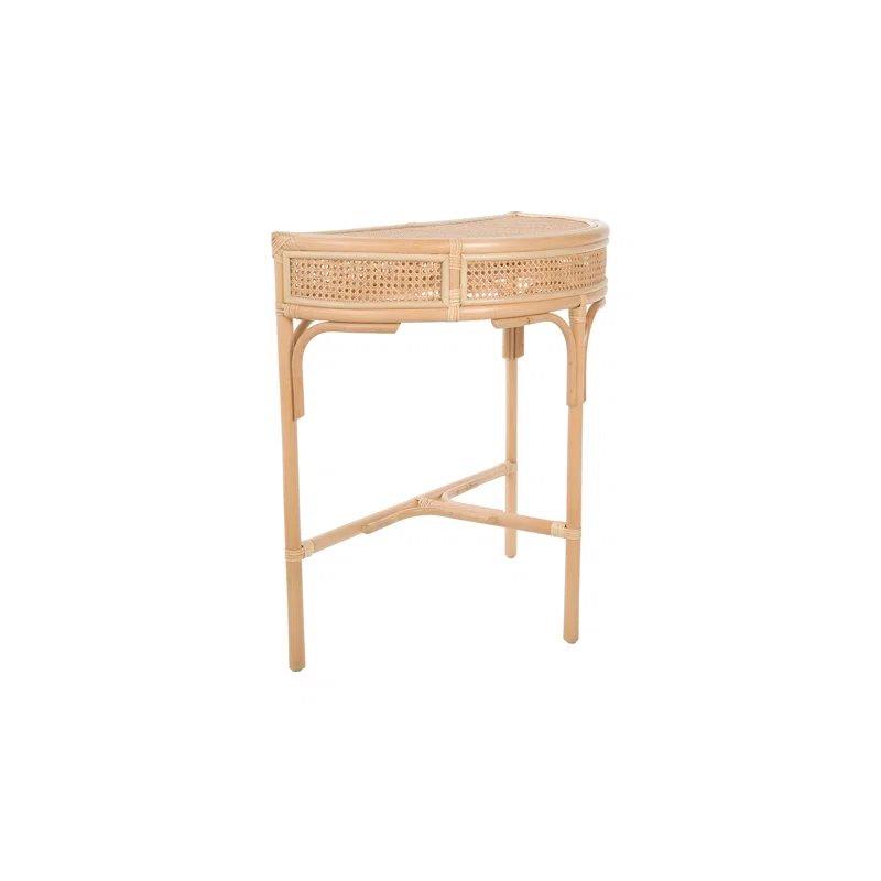 Bej Doğal Rattan Örgü Detaylı Yarım Ay Dresuar - 101x44x87 cm - 132560