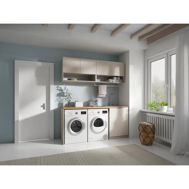 Bej Endüstriyel Ahşap Melamin Kaplamalı Raflı Çamaşır Makinesi Dolabı-182x60x88 cm - 117987