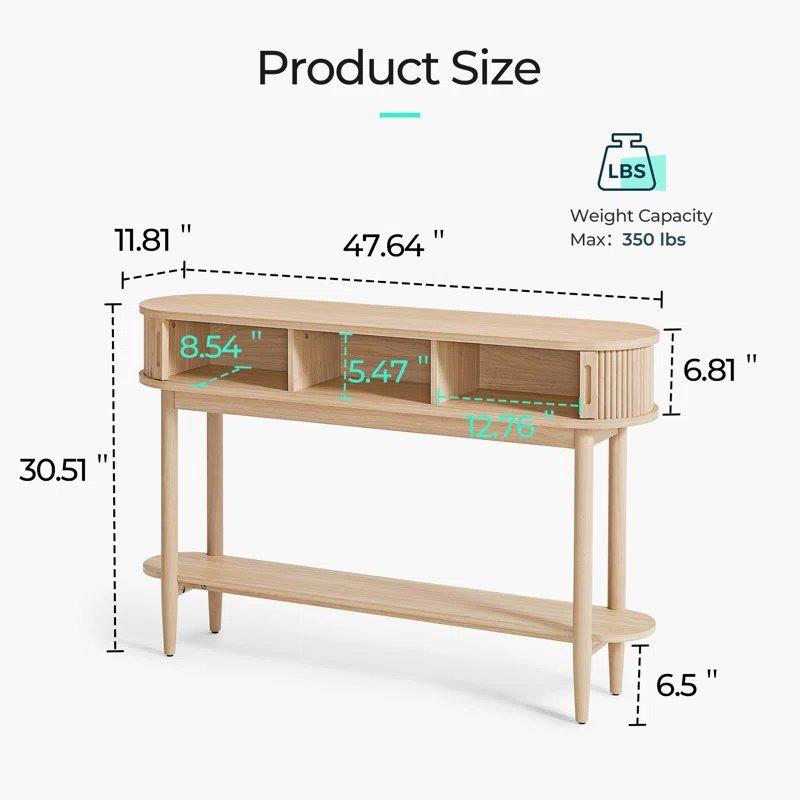 Bej Endüstriyel Ahşap Sürgülü Tambur Kapaklı Yivli Tasarım Dresuar - 121x30x78 cm - 132848